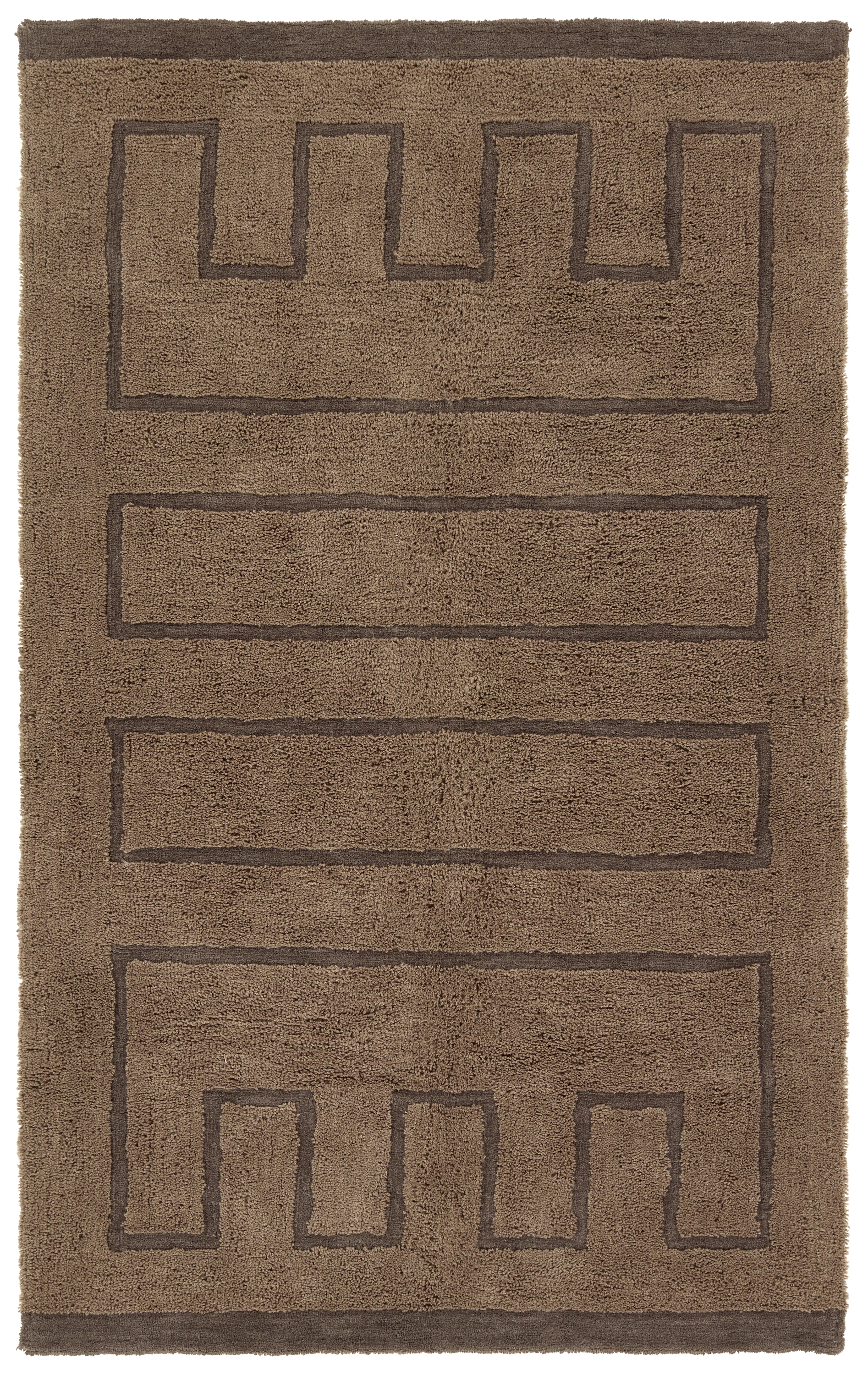 Ziyan AIB04 Handmade Geometric Brown Area Rug (8'6"x11'6") - Image 0