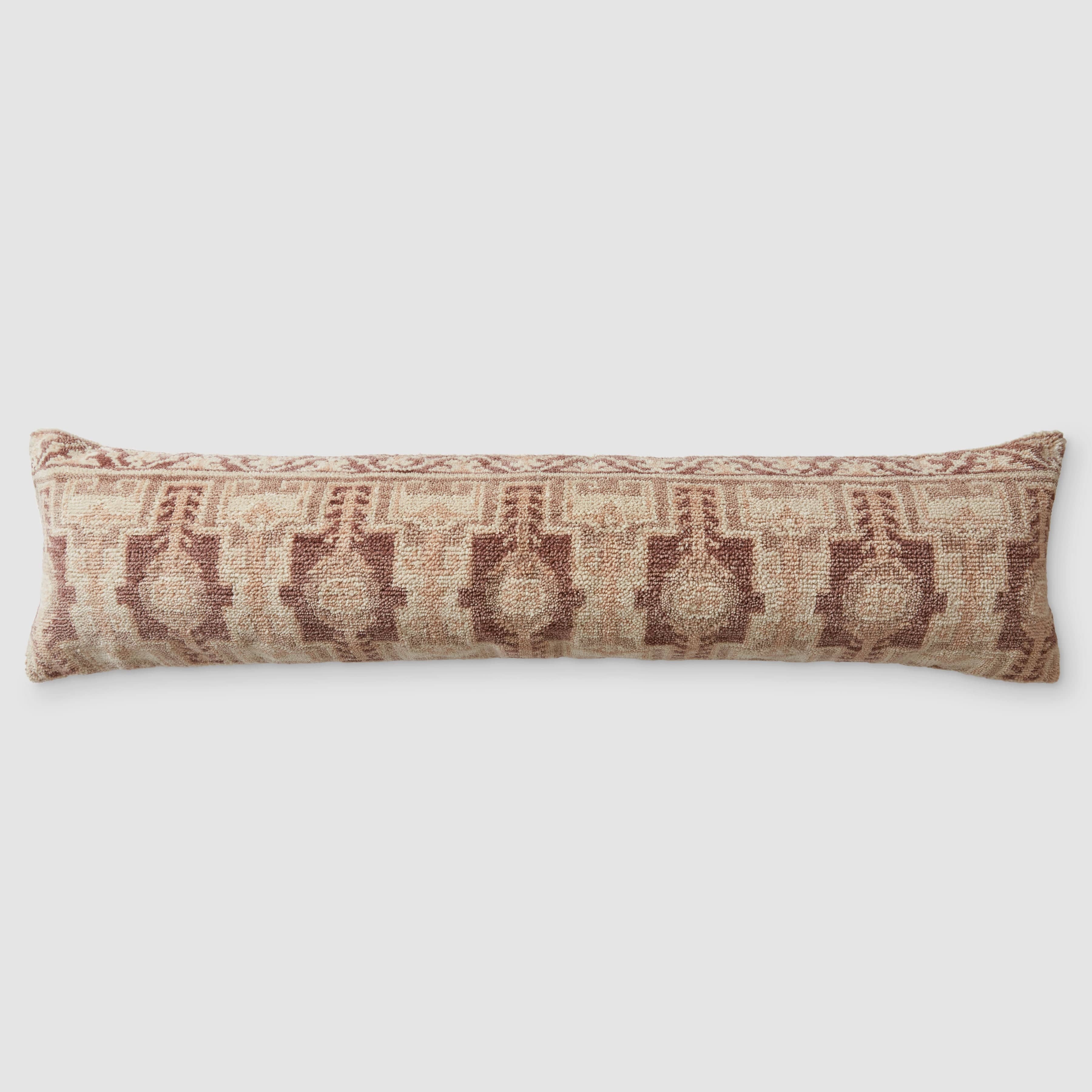 The Citizenry Hana Hand-Knotted Lumbar Pillow | 12" x 48" | Currant Crush - Image 2