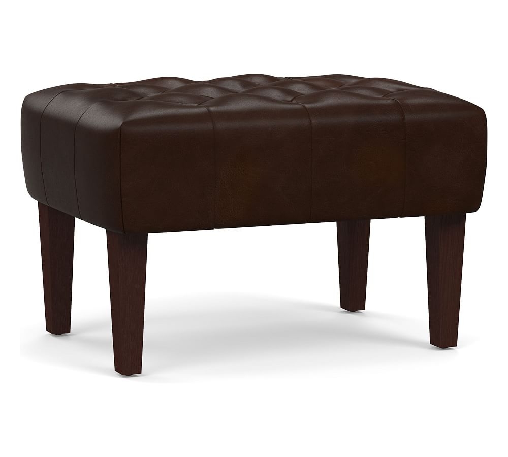 Champlain Leather Tufted Ottoman, Polyester Wrapped Cushions, Legacy Tobacco - Image 0