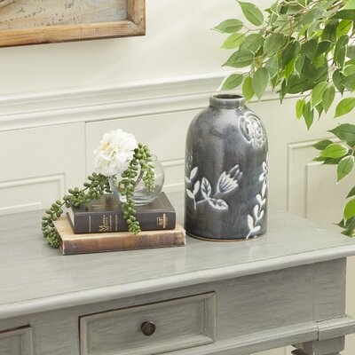2 Piece Hawa White/Gray 10" Indoor / Outdoor Use Ceramic Table Vase Set - Image 0
