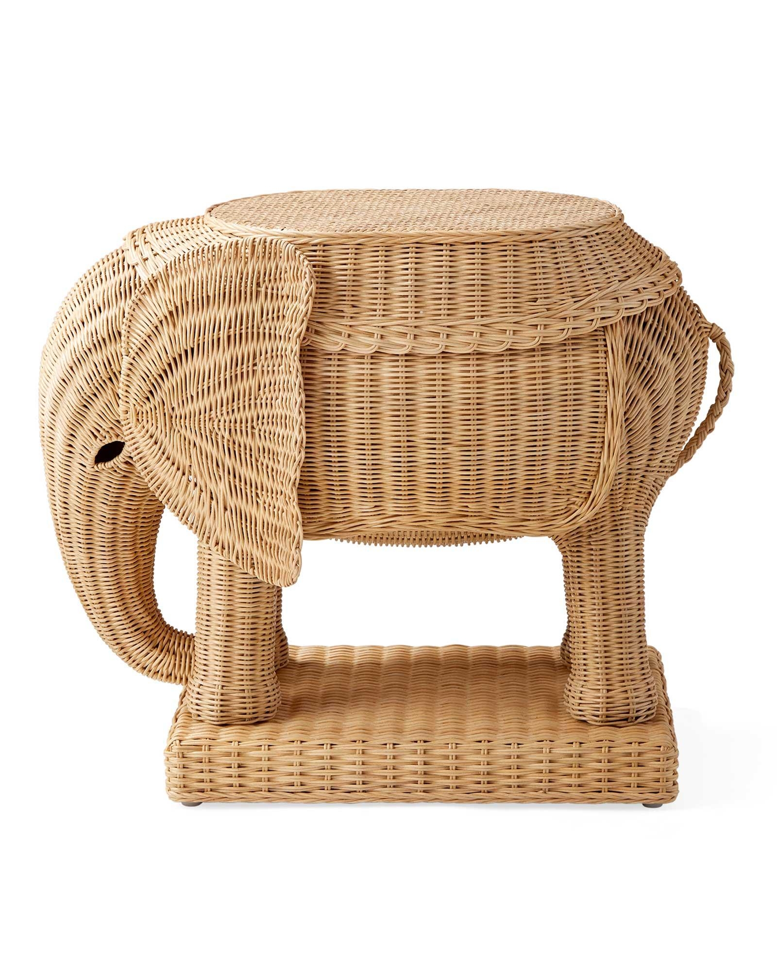 Elephant Rattan Side Table - Image 0