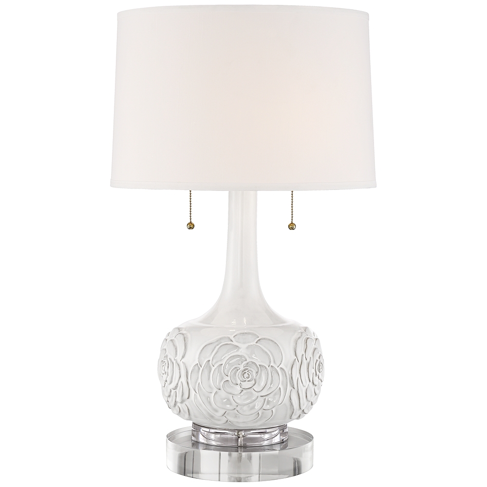 Possini Euro Natalia 28 1/2" Floral Ceramic Lamp with Acrylic Riser - Image 0