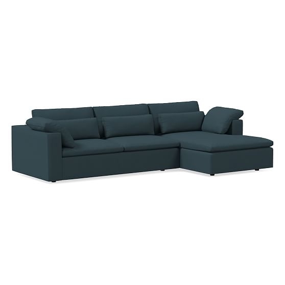 Harmony Modular Sectional Set 08: Left Arm Sleeper Sofa &amp; Right Arm Storage Chaise, Down, Performance Twill, Teal - Image 0