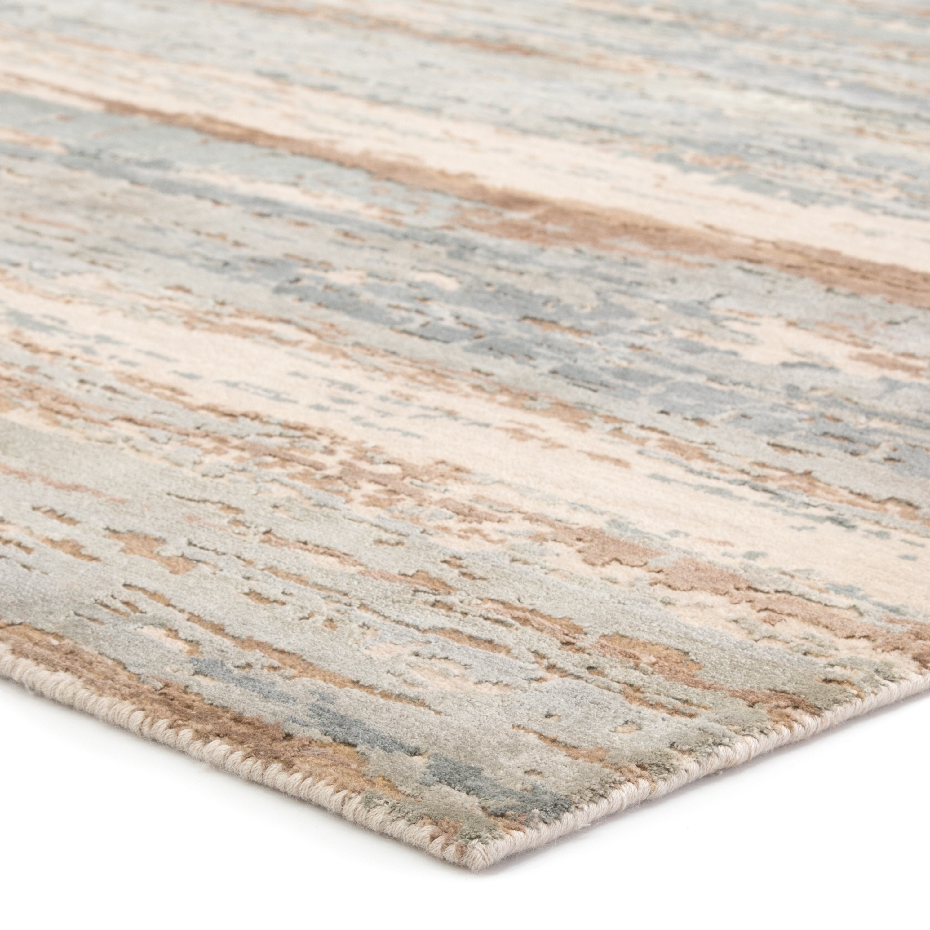 Kavi by Bandi Hand-Knotted Abstract Light Blue/ Tan Area Rug (9'X12') - Image 1