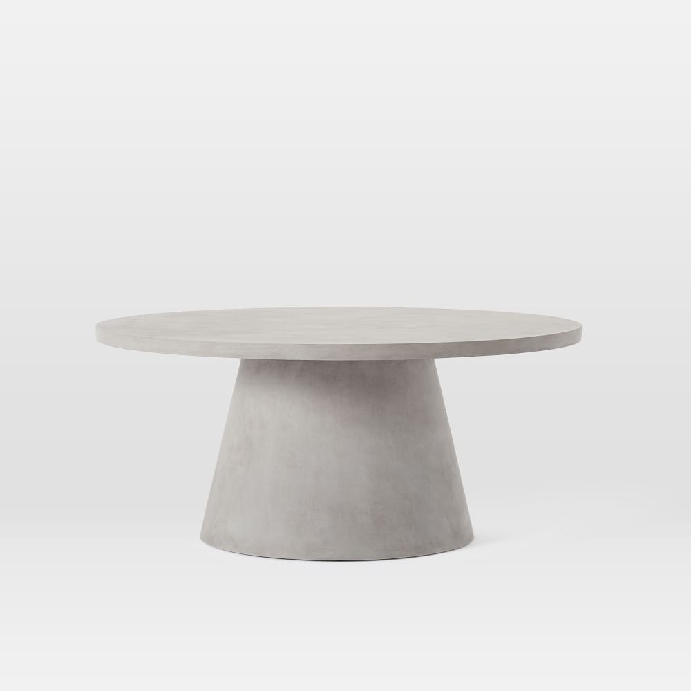 Concrete Pedestal Outdoor 32 in Round Coffee Table, Gray Concrete - Image 0