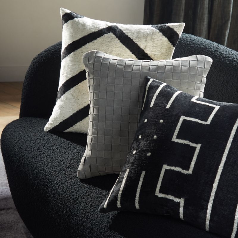 Lines Turkish Black Silk Throw Pillow Cover 20"x20" - Image 5