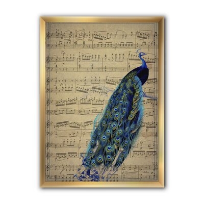 'Peacock Music Score' - Picture Frame Print on Canvas - Image 0