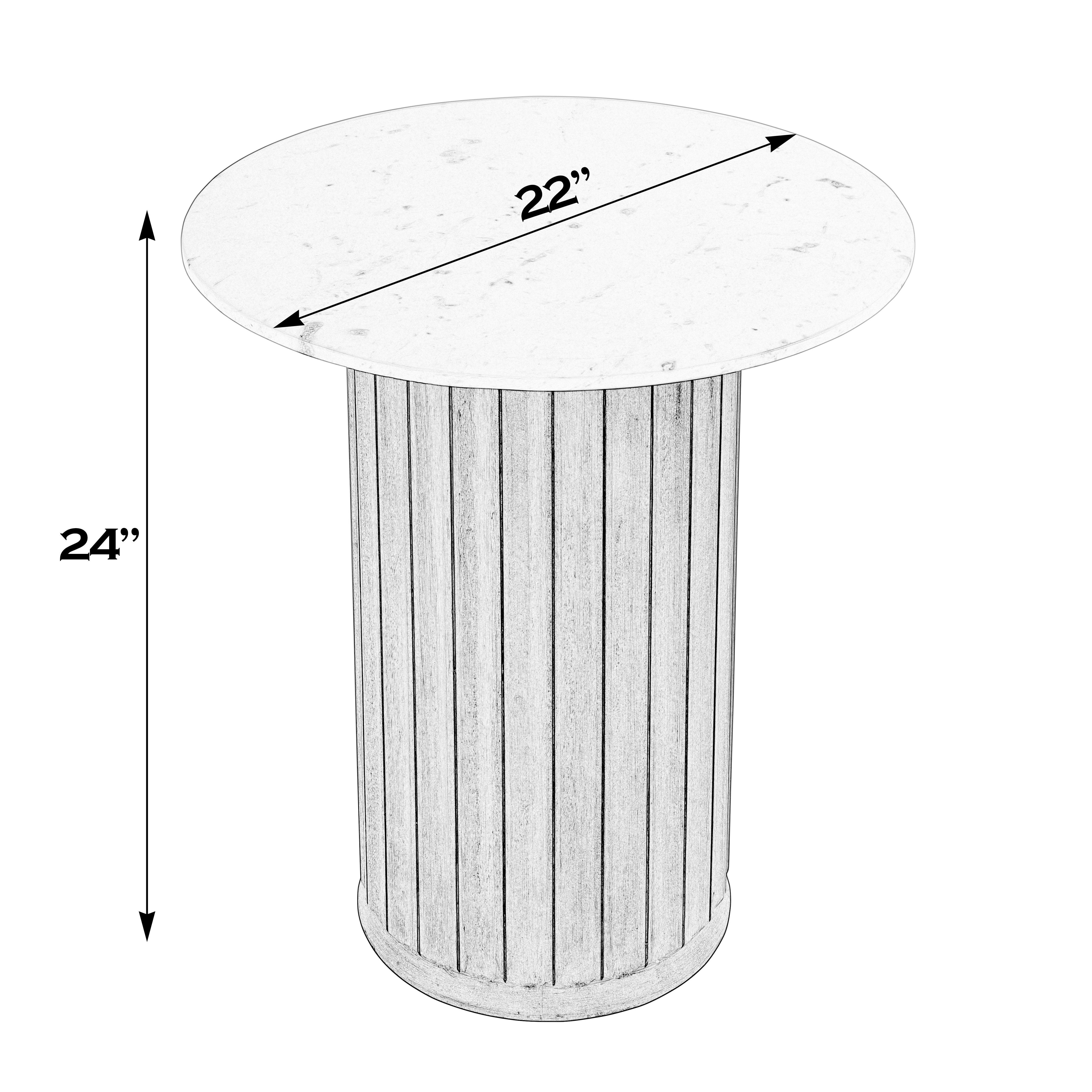 Geneva White/Light Beige Marble Side Table - Image 2