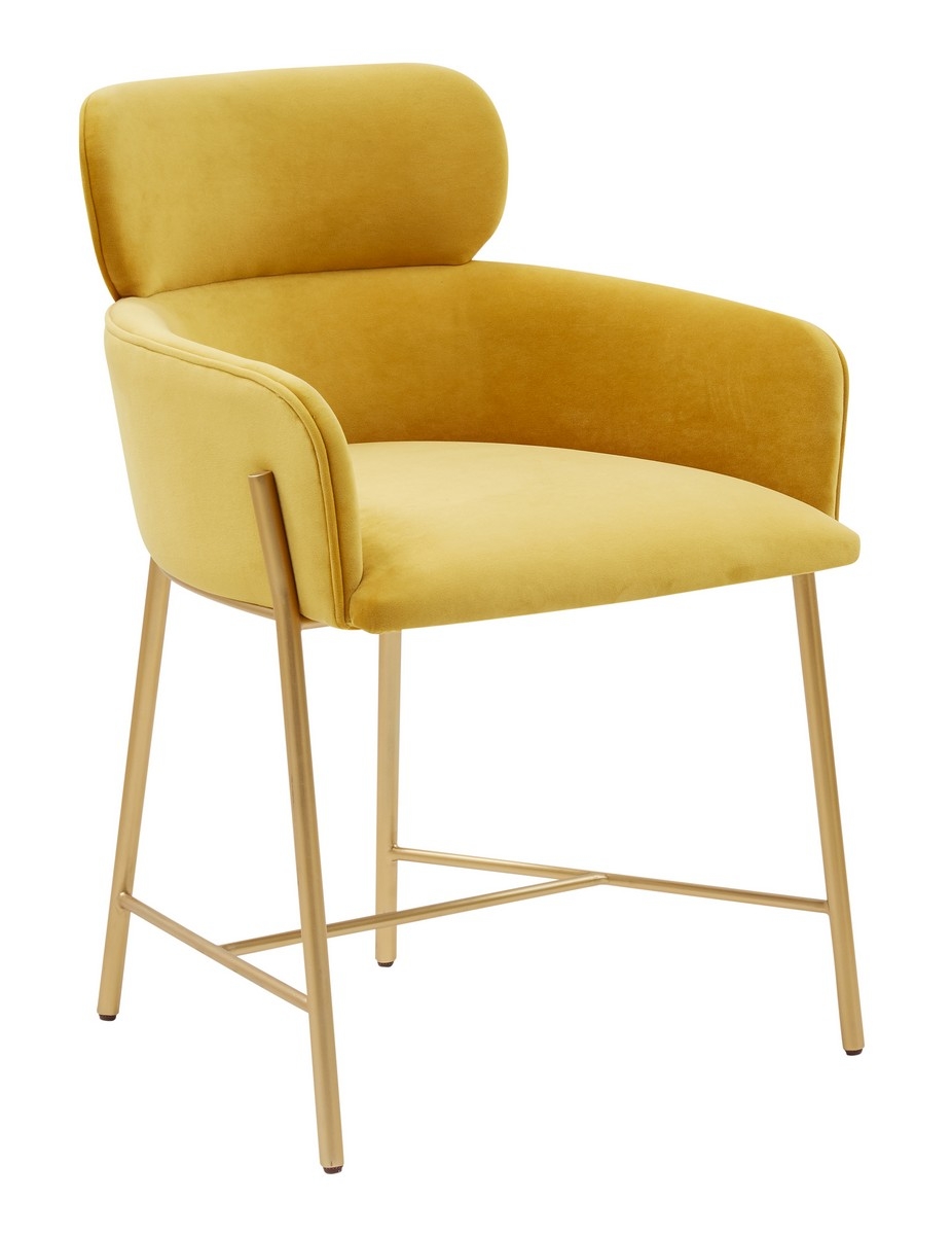 Charlize Velvet Dining Chair - Yellow/Gold - Image 3
