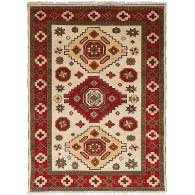 One-of-a-Kind Doering Hand-Knotted 2010s Kazak Red/Cream 5'7" x 7'11" Wool Area Rug - Image 0