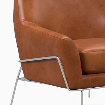 Lucas Wire Base Chair, Poly, Saddle Leather, Nut, Polished Nickel - Image 2