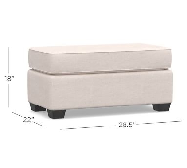 SoMa Fremont Roll Arm Upholstered Ottoman, Polyester Wrapped Cushions, Performance Heathered Basketweave Platinum - Image 2