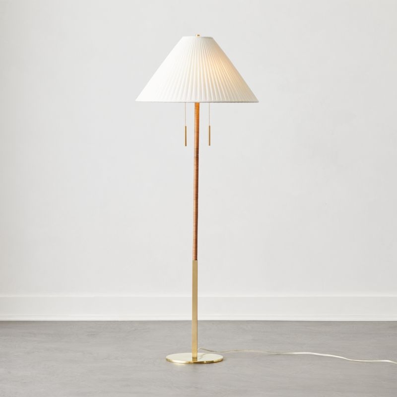 Pogo Brass and Cane Floor Lamp - Image 1