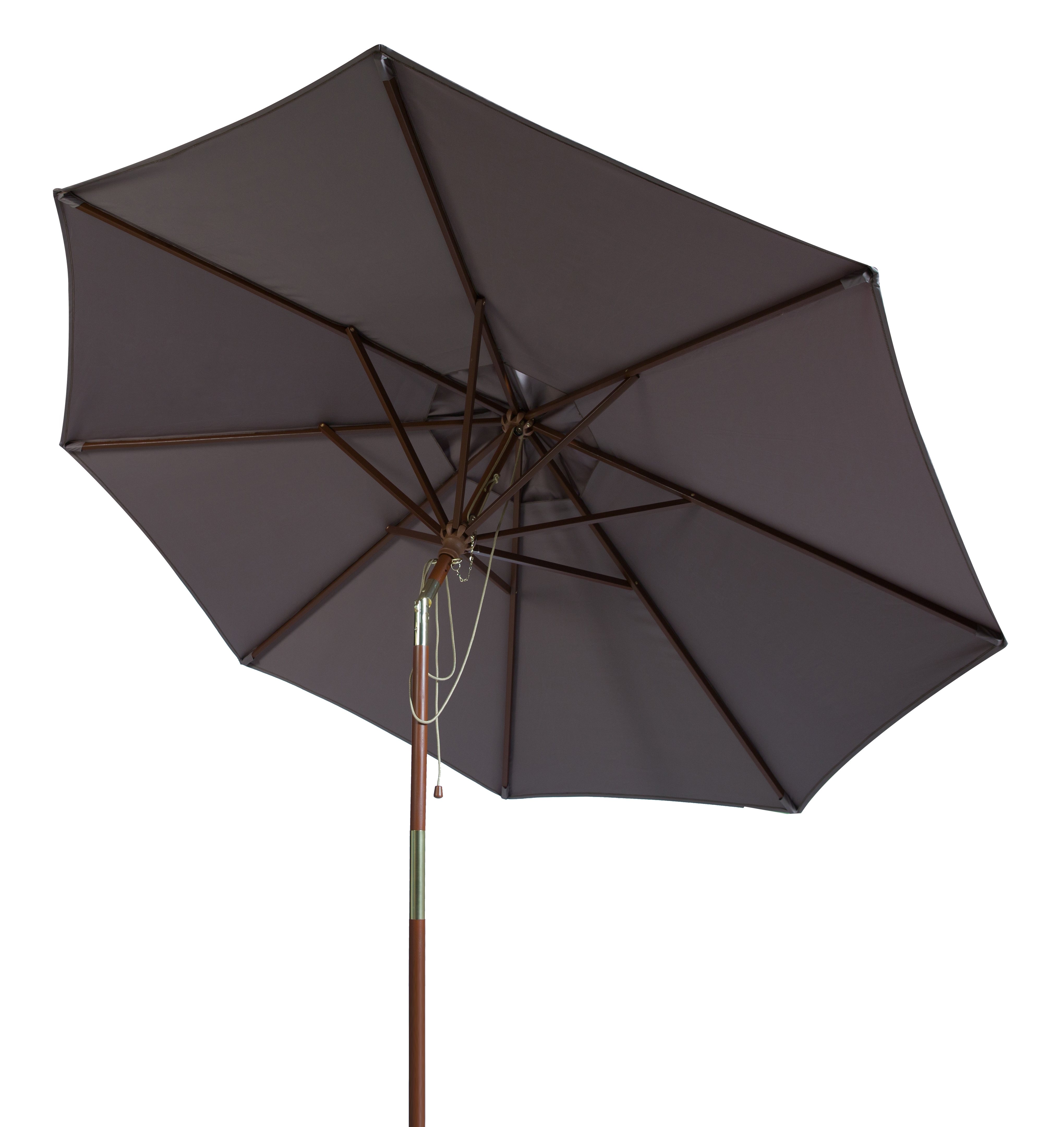 Cannes 9Ft Wooden Outdoor Umbrella - Grey - Safavieh - Image 1
