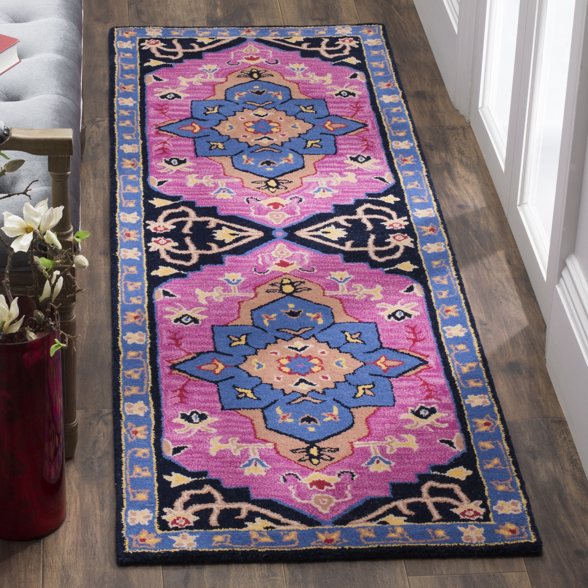 Arlo Home Hand Tufted Area Rug, BLG506A, Pink/Multi,  2' 3" X 7' - Image 0