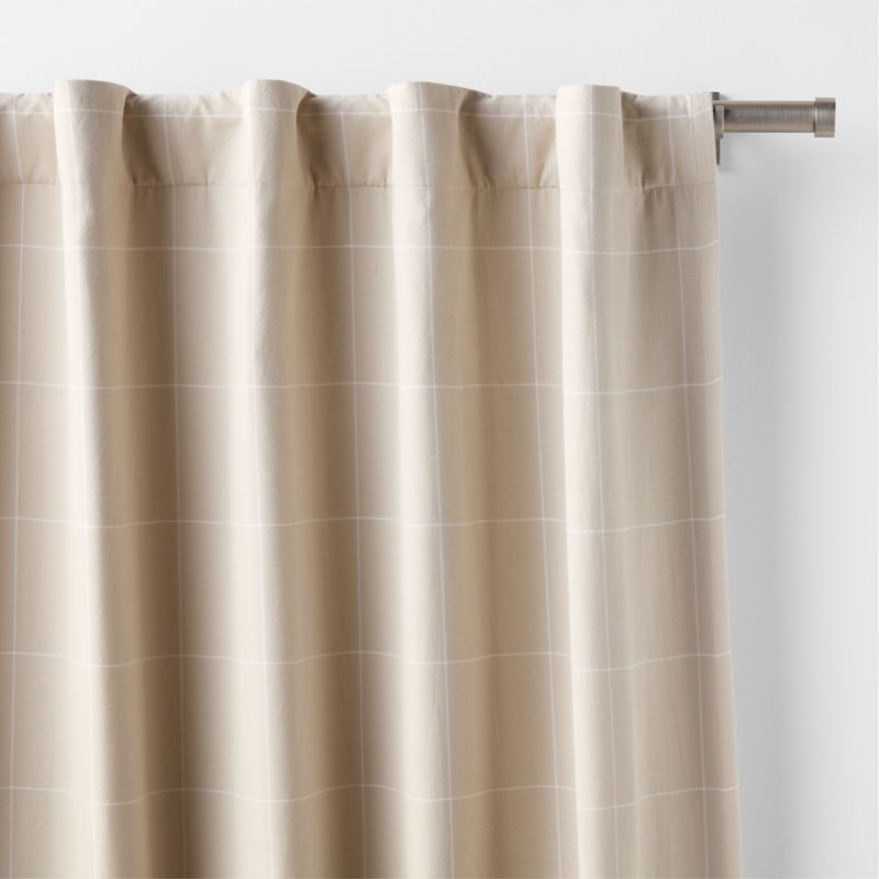 Stone Tan Lattice Herringbone Weave Blackout Curtain Panel 63" - Image 1