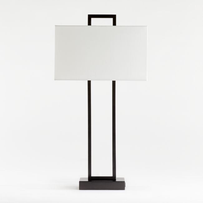 Adler Black Rectangle Table Lamp with USB, Set of 2 - Image 0