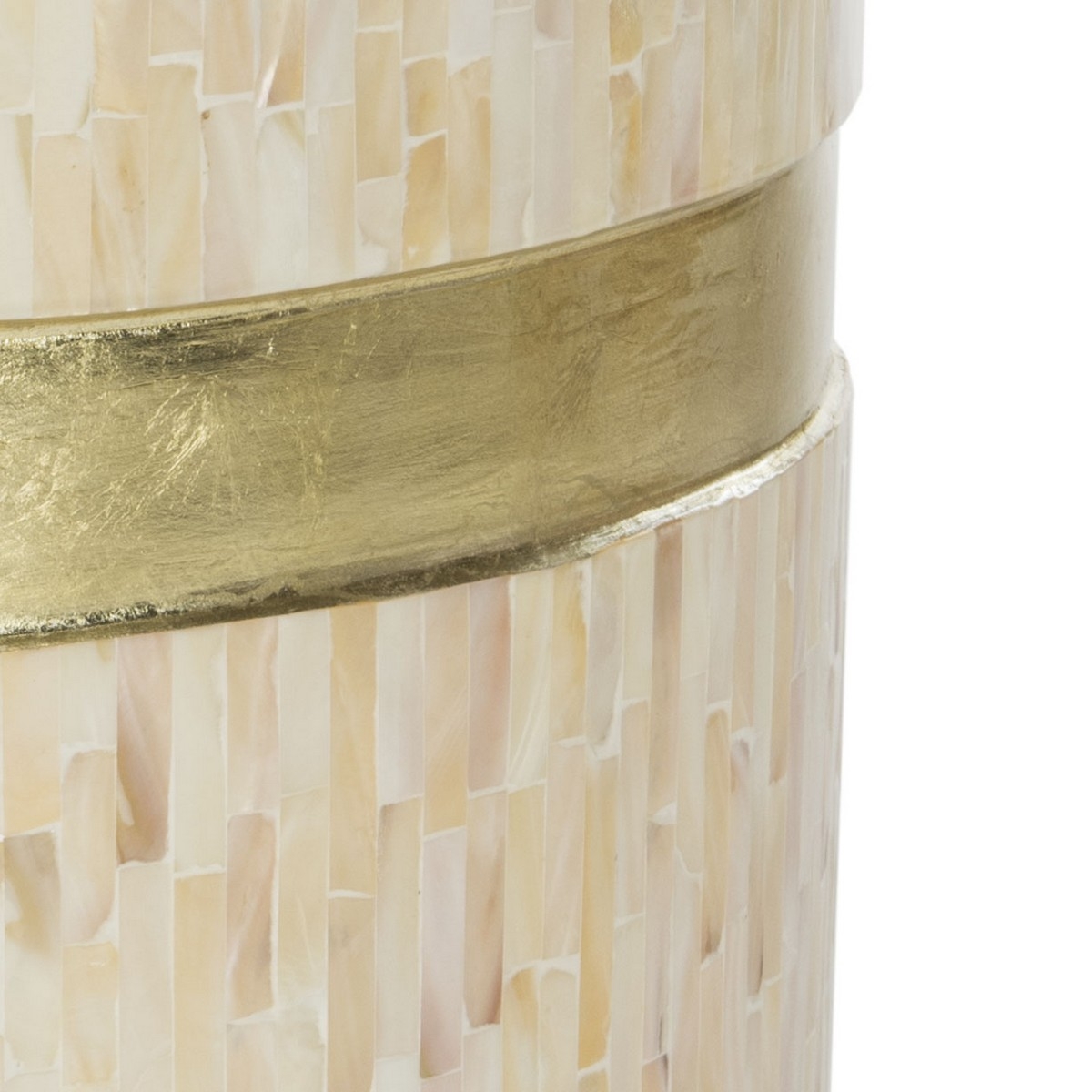Perla Mosaic Round Side Table, Pink Champagne & Gold - Image 2
