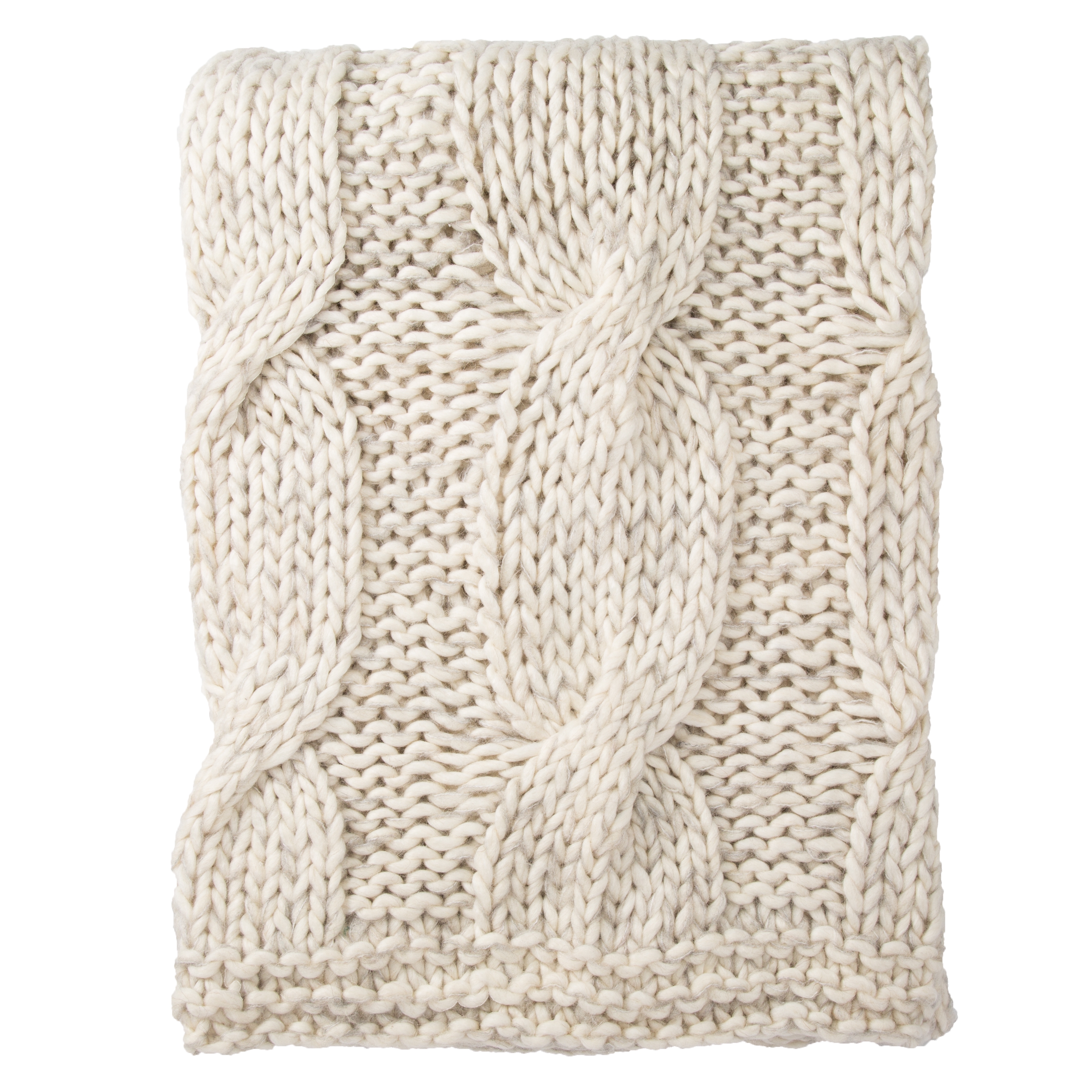 Koen Light Gray/ Cream Knit Throw - Image 0