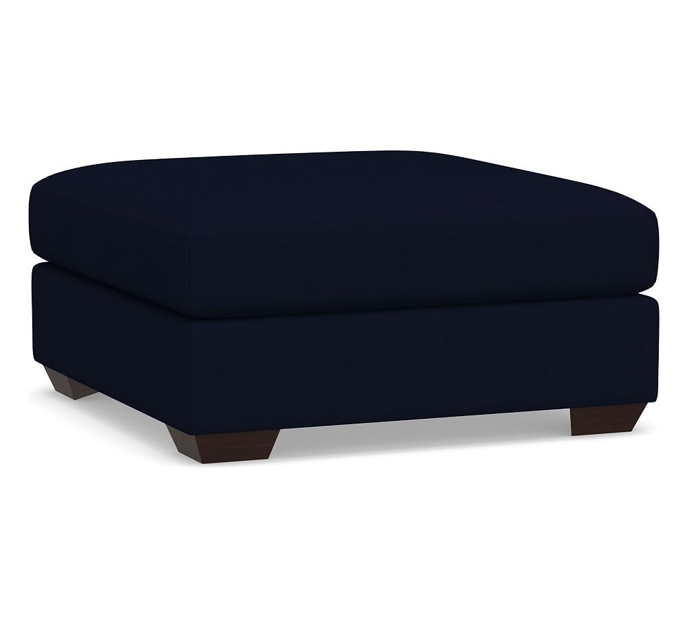 Big Sur Upholstered Floater Ottoman 40" x 32", Down Blend Wrapped Cushions, Performance Everydaylinen(TM) Navy - Image 0