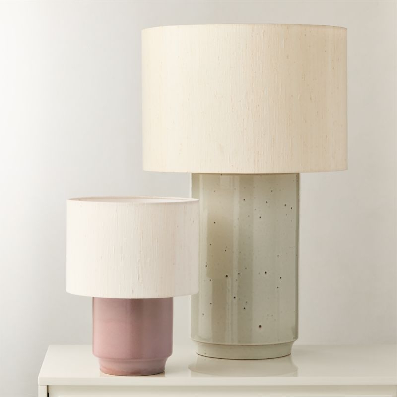 Rosalind Small Dusty Rose Ceramic Reactive Glaze Table Lamp with Silk Shade - Image 4