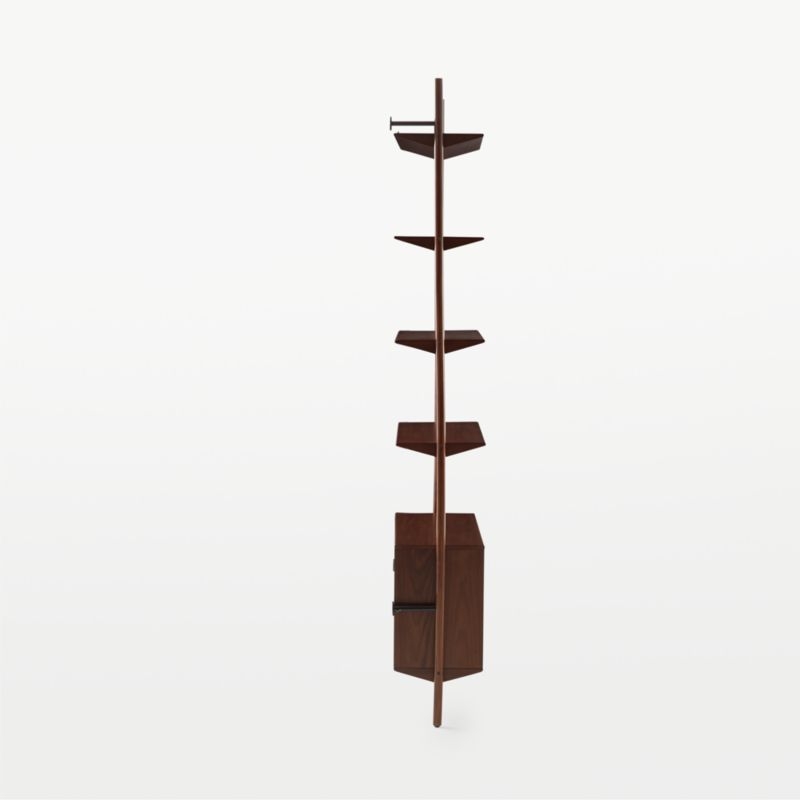Nabla Brown Walnut Wood Wall Mount Bookcase with Cabinet - Image 7
