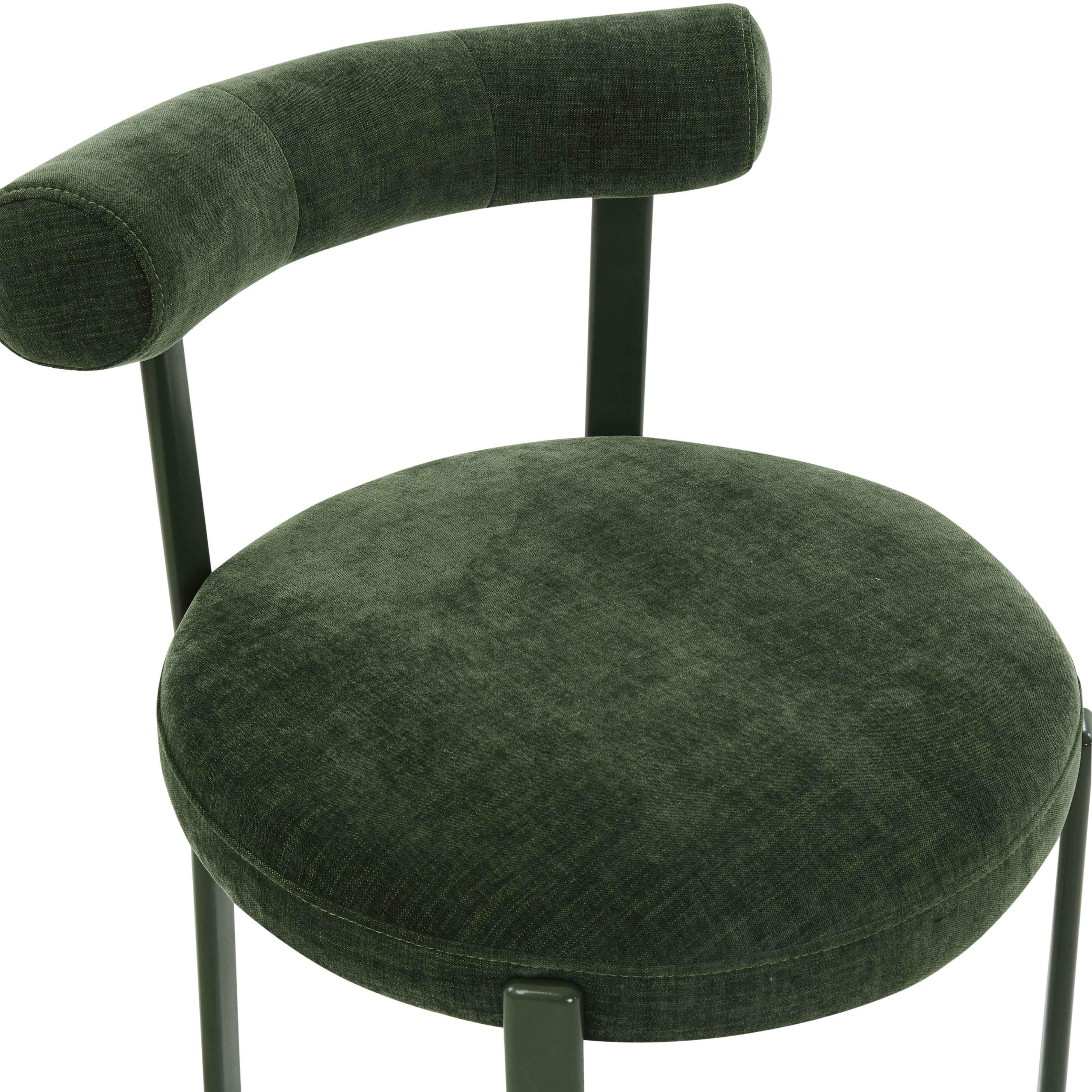 Margaret Forest Green Performance Chenille Bolster Back Dining Chair - Image 3