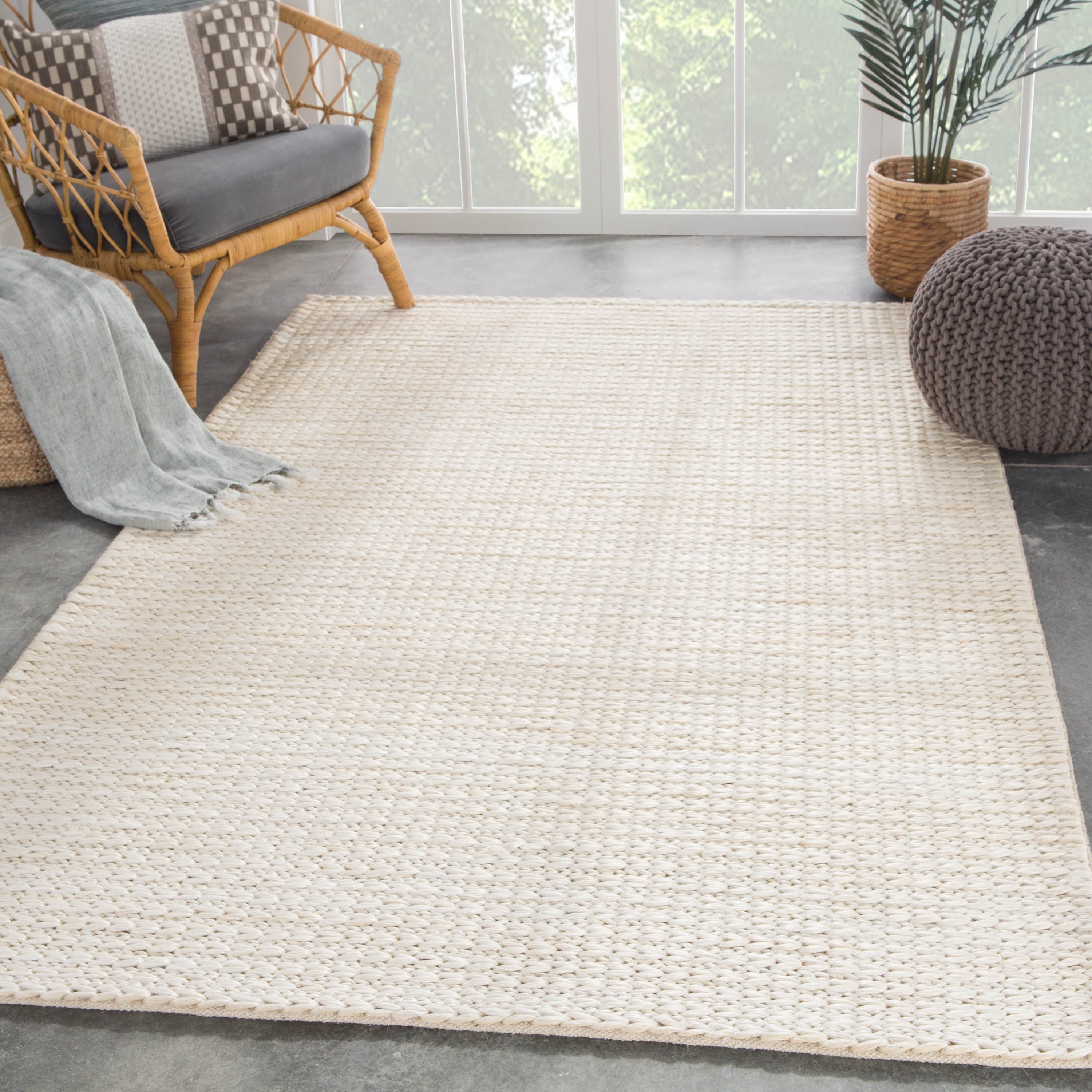 Calista Natural Solid White Area Rug (8'X10') - Image 4