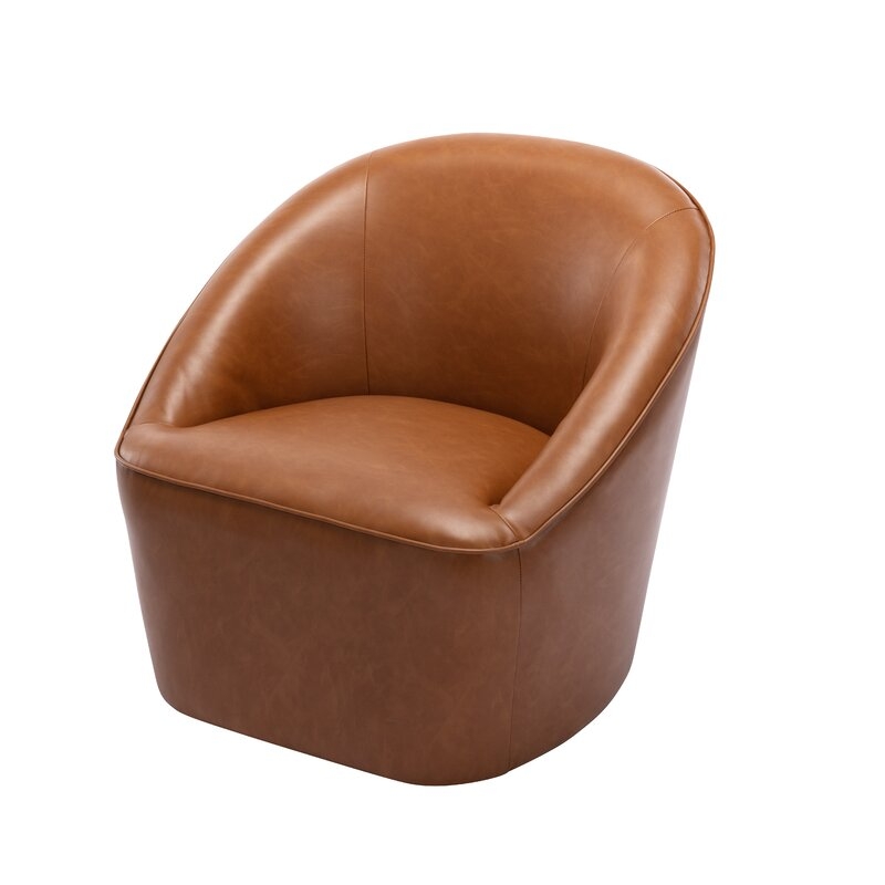 Gregory Vegan Leather Swivel Barrel Chair - Image 1