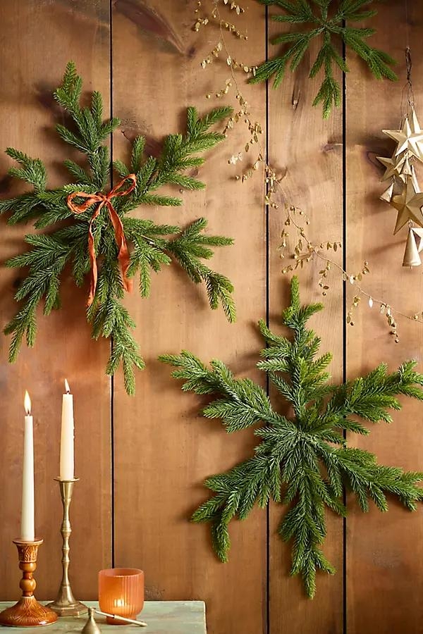 Faux Fir Snowflakes, Set of 2 Large - Image 0