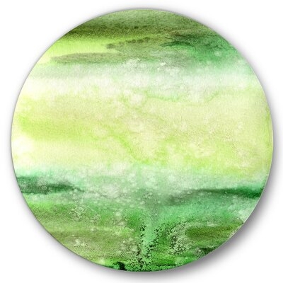 Pastel Abstract With Dark Green & Beige Spots - Modern Metal Circle Wall Art - Image 0