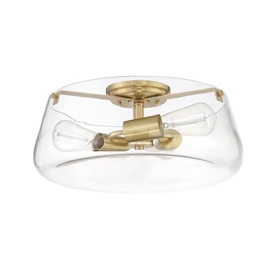 Corsica Flush Mount Ceiling Light, Gold Metal Fixture With Clear Glass Shade - Image 0
