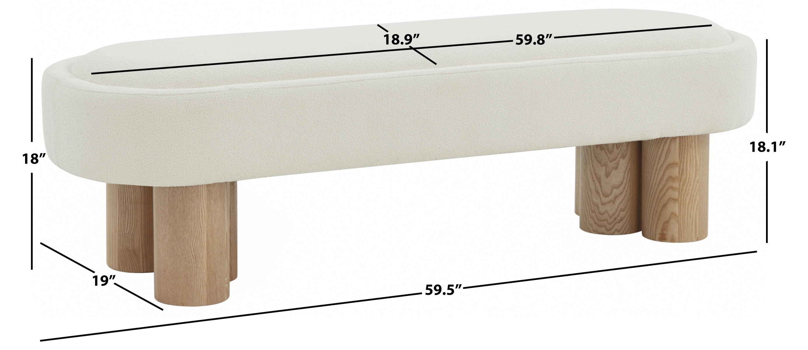 Katianna Boucle Bench - Ivory/Natural - Image 5