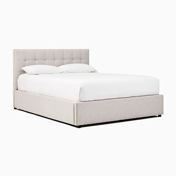 Emmett Diamond Tufting Low Profile Bed, King, Chenille Tweed, Frost Gray, No-Show Leg - Image 1
