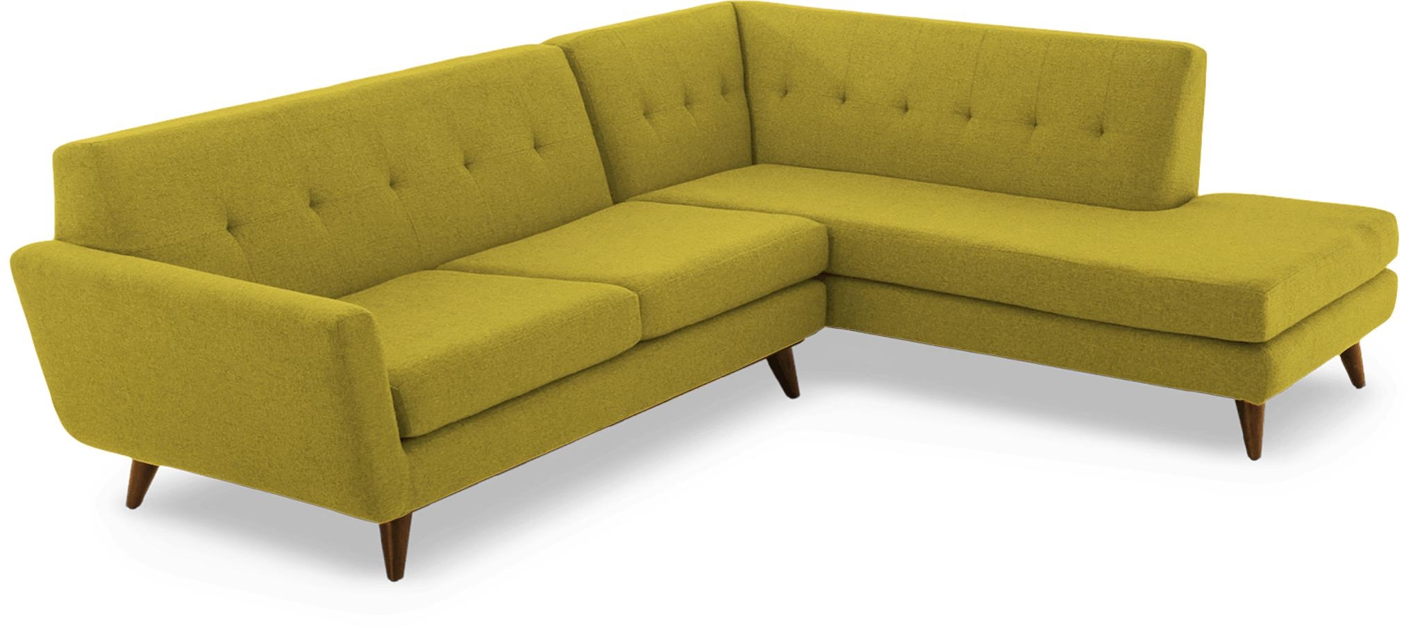 Yellow Hughes Mid Century Modern Sectional with Bumper - Bloke Goldenrod - Mocha - Right  - Image 1