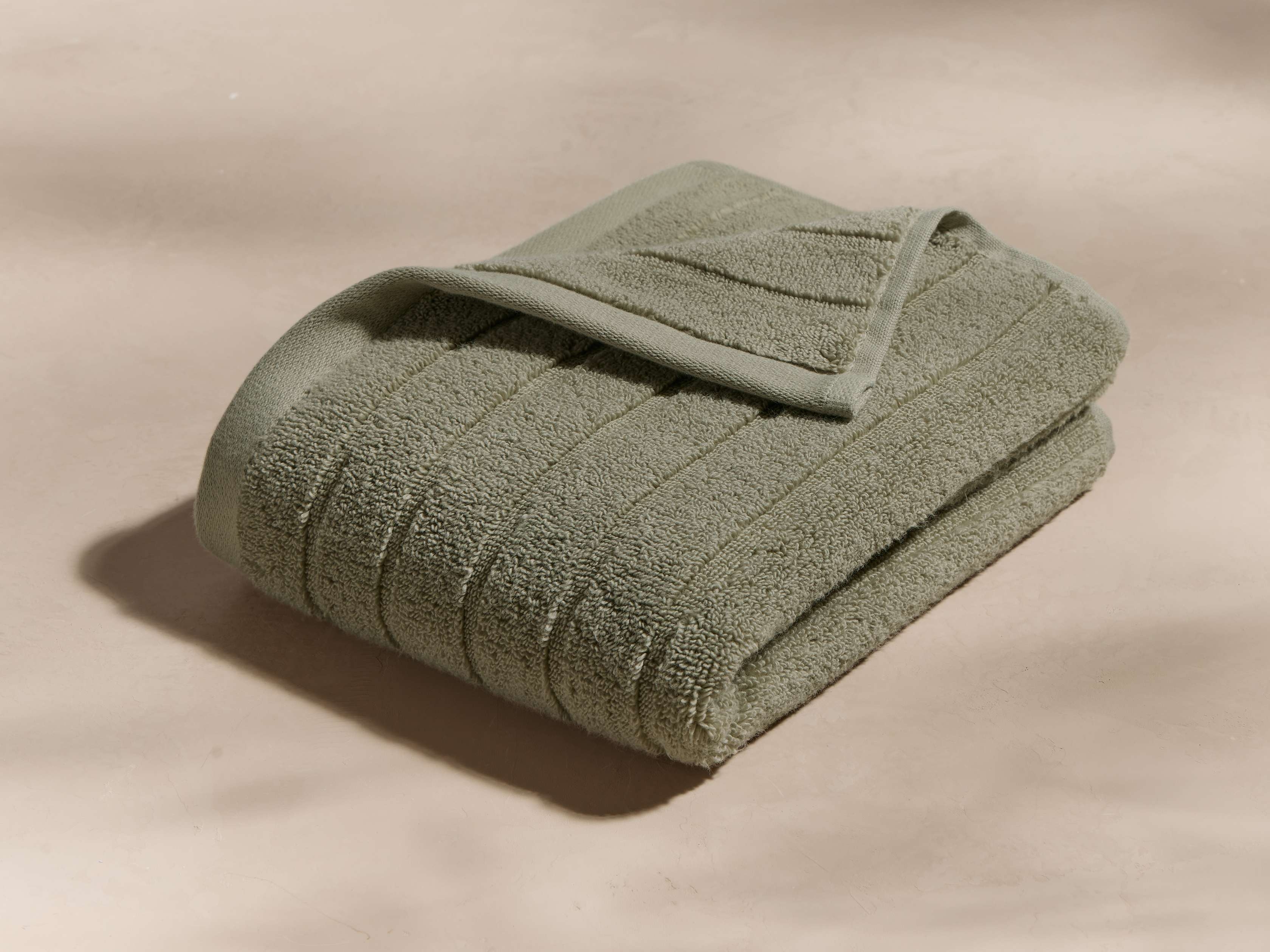 Ribbed Turkish Hand Towel in Cotton Green  Moss - Image 0