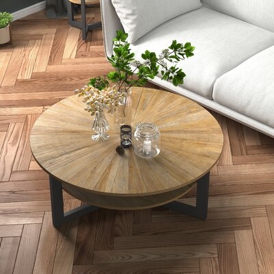 Modern Round Coffee Table With Storage, Rustic Brown - Image 2