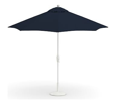 9' Round Market Umbrella with Aluminum White Pole, Outdoor Canvas; Ink Blue - Image 0