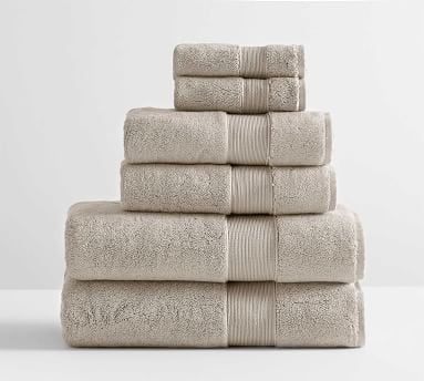 PB Classic Organic Bath, Hand, &amp; Washcloth Towels, Set of 6, Simply Taupe - Image 1