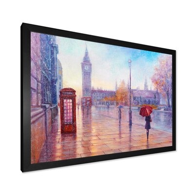 Big Ben And Woman With Red Umbrella In London - French Country Canvas Wall Art Print-FDP35192 - Image 0