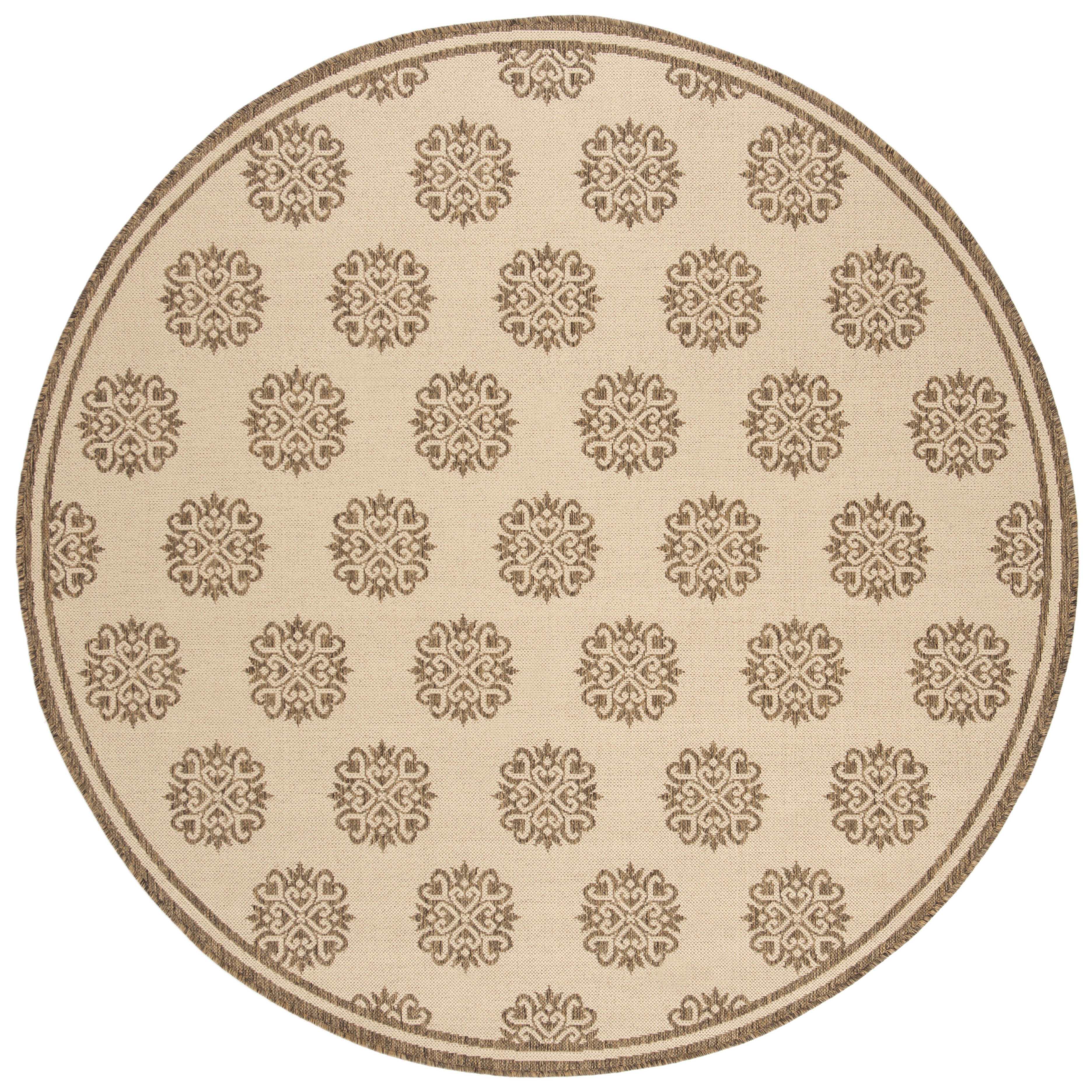 Arlo Home Indoor/Outdoor Woven Area Rug, LND181A, Cream/Beige,  6' 7" X 6' 7" Round - Image 0