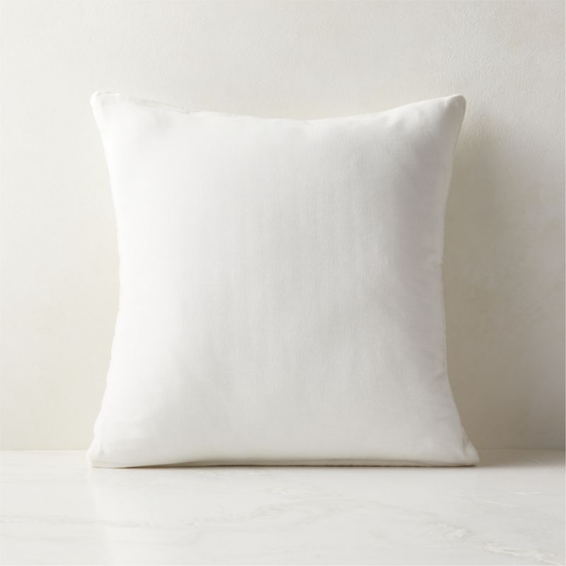 18" Channeled White Velvet Pillow With Down-Alternative Insert - Image 3