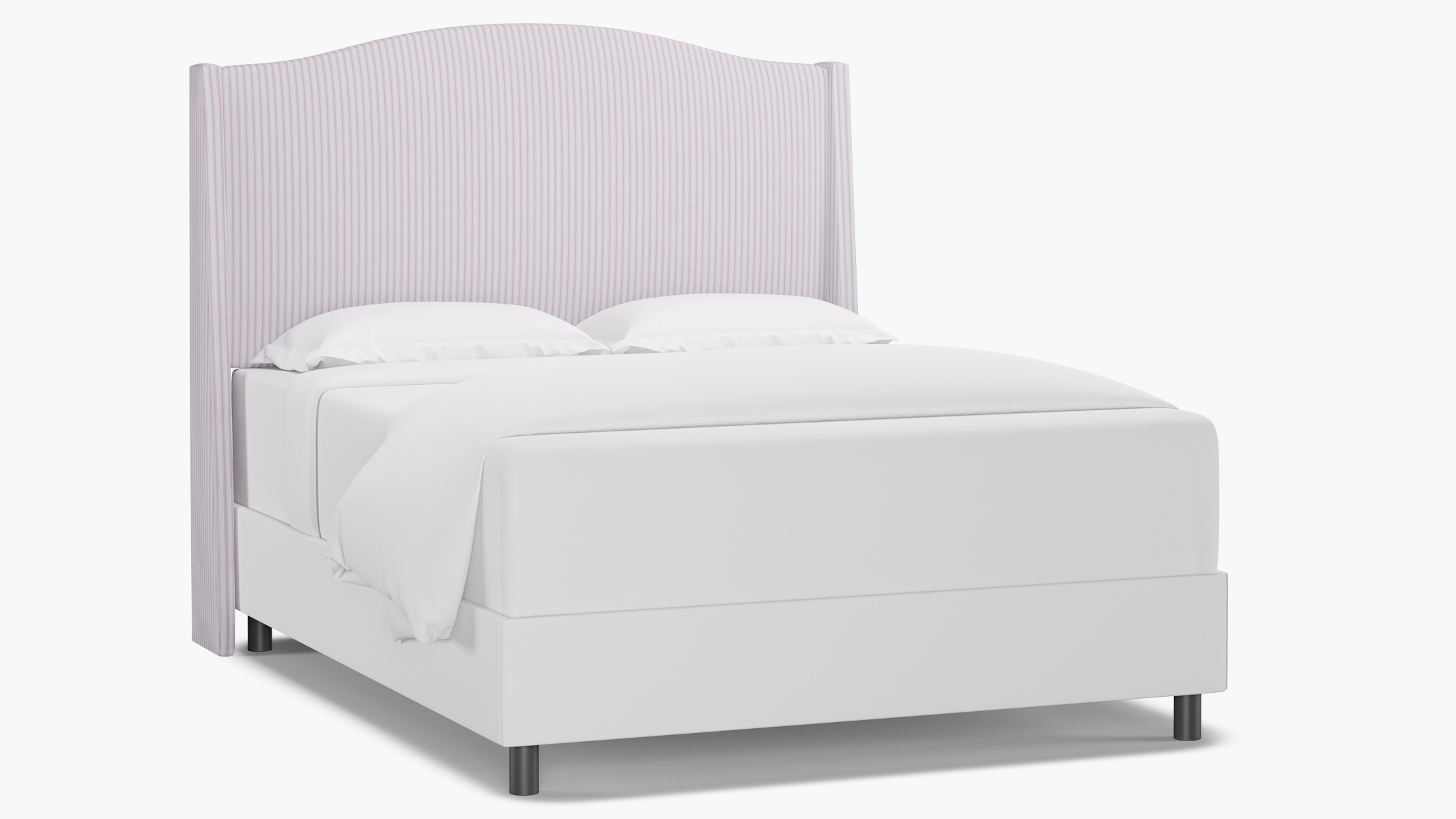 Classic Wingback Headboard, Pink Classic Ticking Stripe, Queen - Image 0