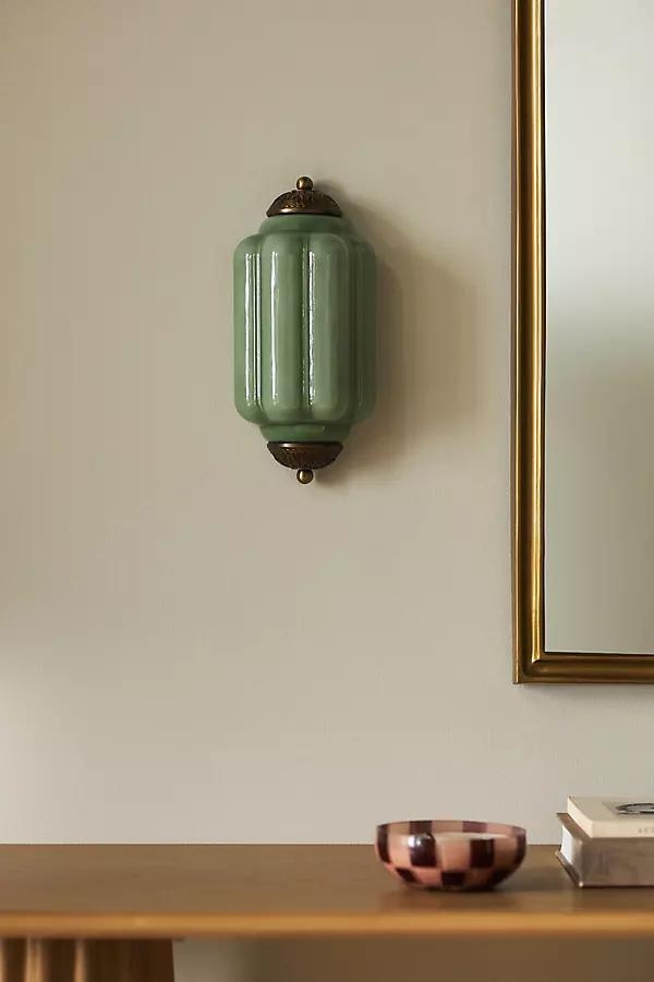 The Eloise Scallop Milk Glass Flush Sconce Wall Light - Image 1