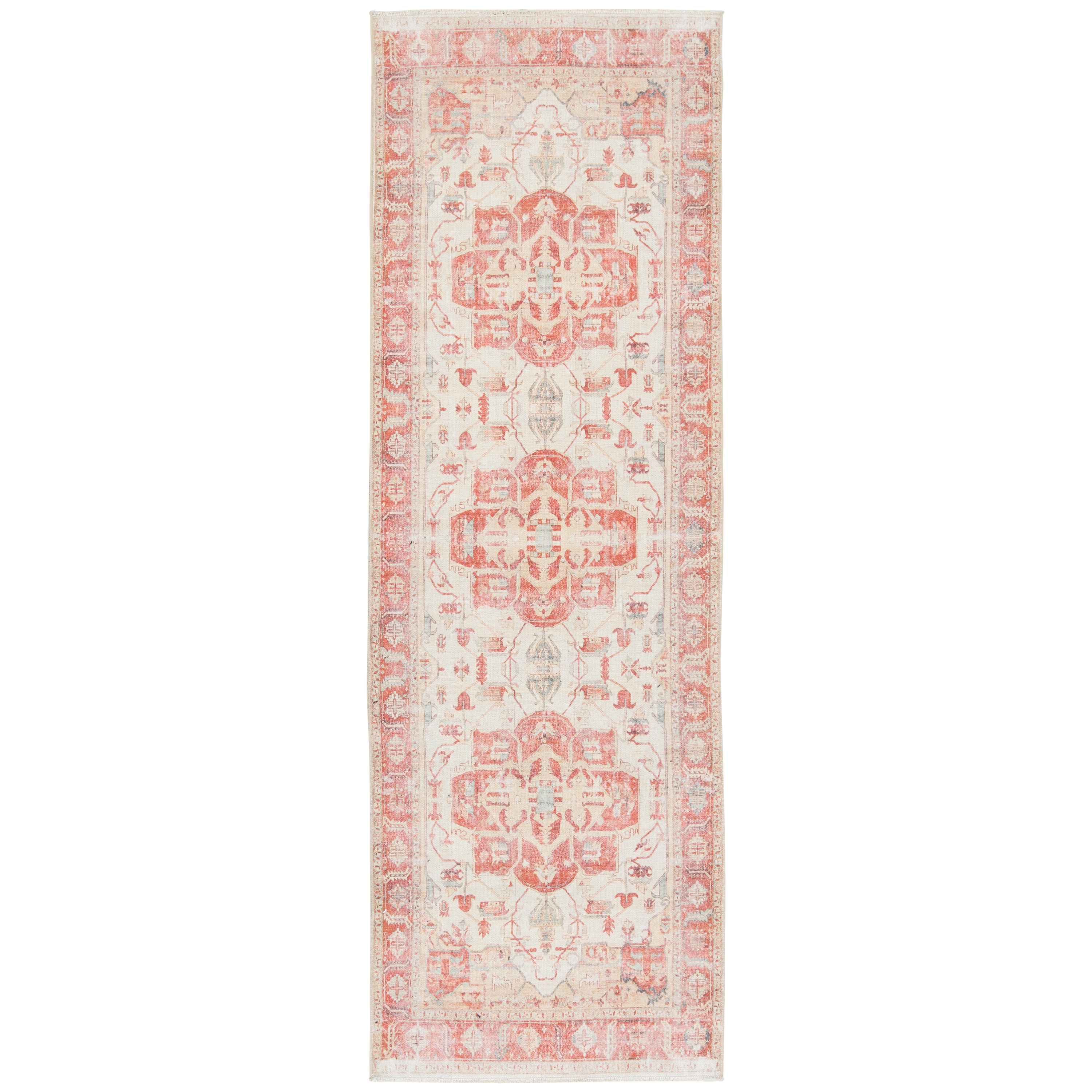 Rhoda BOH01 Medallion Orange and Ivory Runner Rug (3'x10') - Image 8