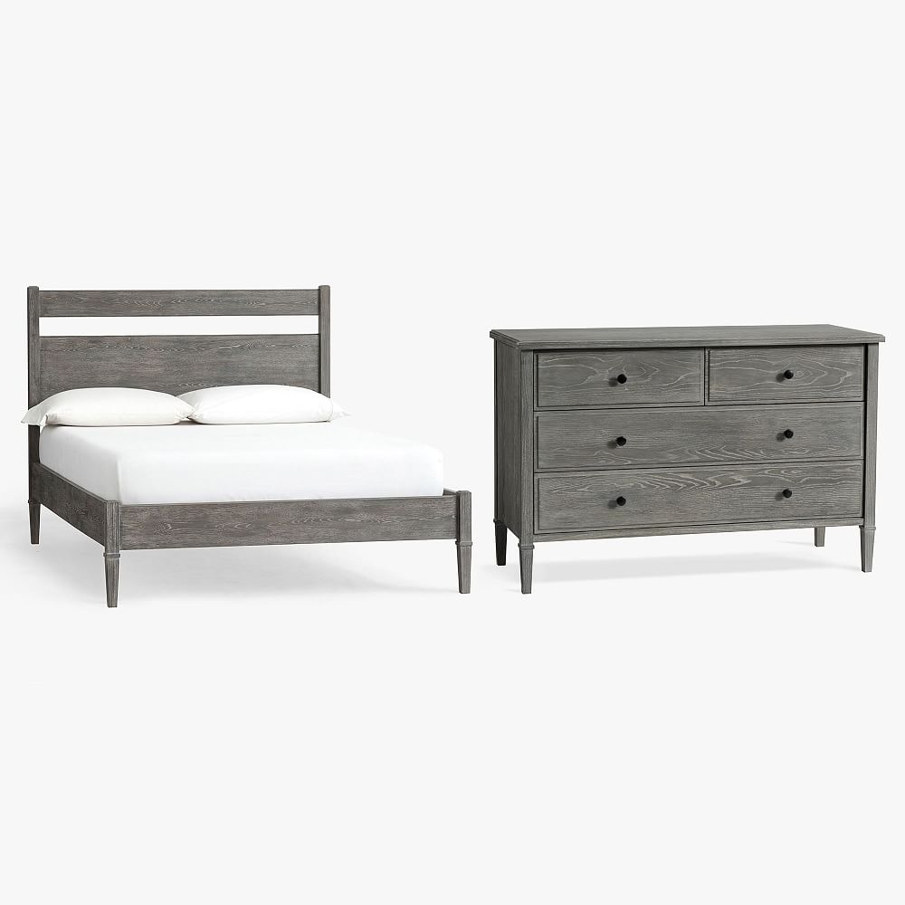 Fairfax Simple Bed & 4-Drawer Dresser Set, Full, Smoked Charcoal, In-Home - Image 0