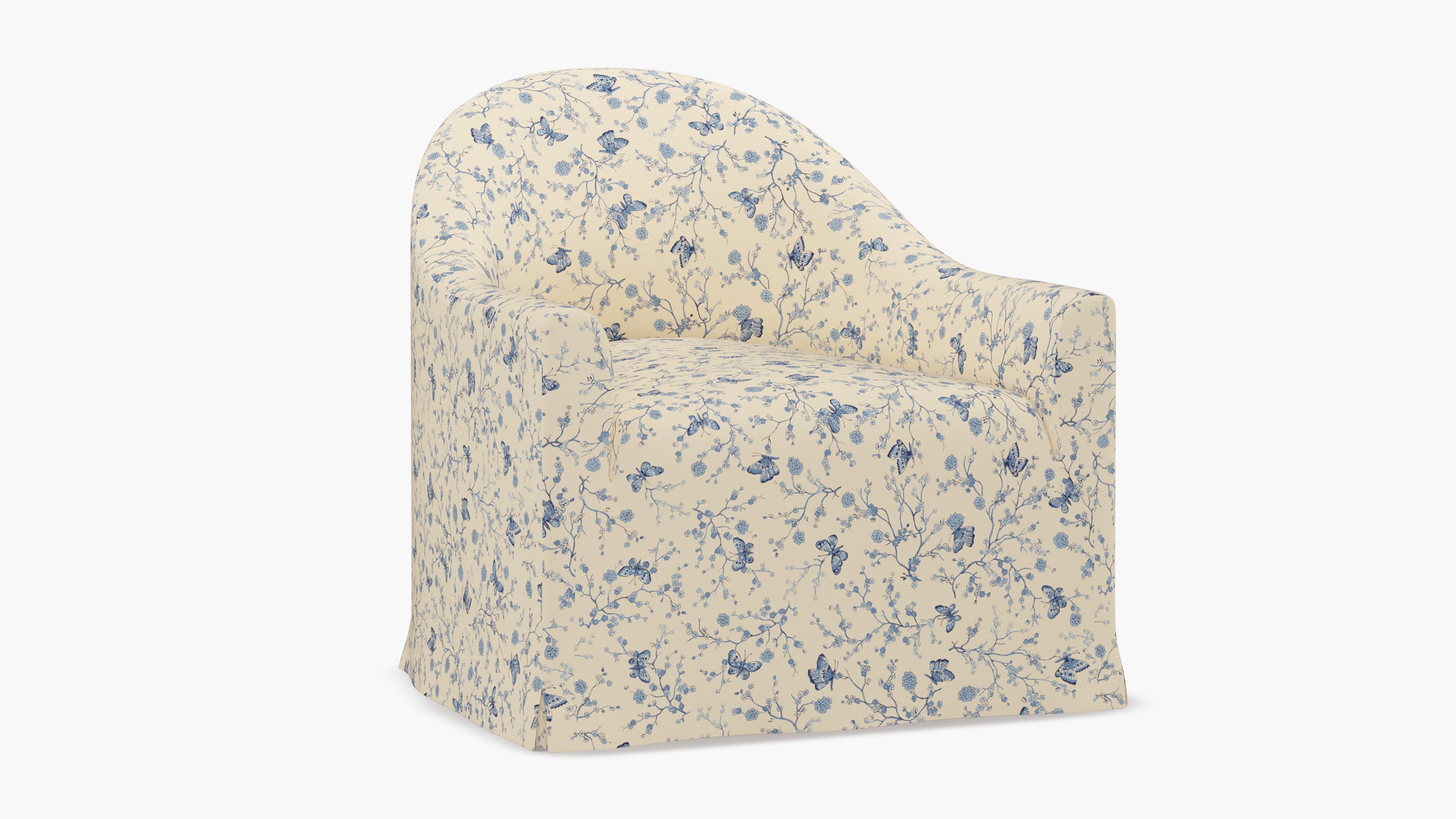 Slipcover Swivel Chair, Delft Mariposa - Image 1