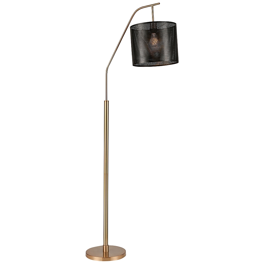 Decker Metal Arc Floor Lamp, Aged Brass & Black - Image 0