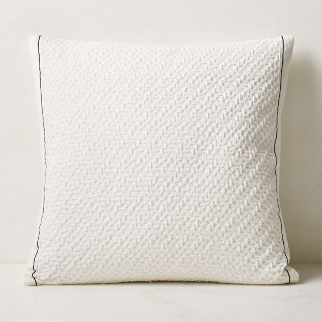 Evora White Throw Pillow with Feather-Down Insert 23'' - Image 0