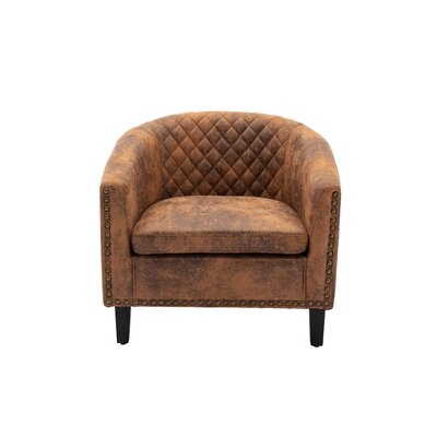 Accent Barrel Chair Living Room Chair With Nailheads And Solid Wood Legs - Image 0